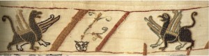 Image depicting the Byzantine heraldic and Scandinavian abstract border devices on the Bayeux Tapestry