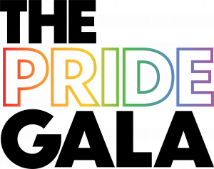 The Pride Gala Logo reading "The Pride Gala" in black and rainbow colored font